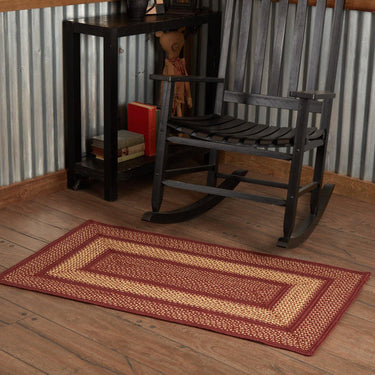 Burgundy Red Primitive Jute Braided Rug Rect 27
